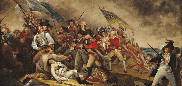The overwhelmed defenders on Bunker Hill surrender (photo by Smithsonian)