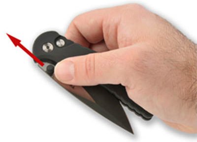 A forward push of the thumb knob activates the spring assisted mechanism on the TR-5