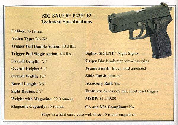 SIG P229 Specs