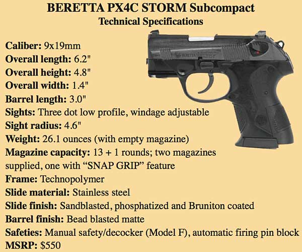 Beretta Storm Specs