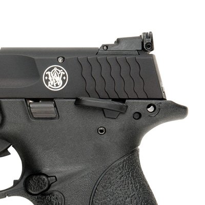 The M&P 22 Compact has an adjustable rear sight, ambidextrous thumb safety, and reversible magazine release button.