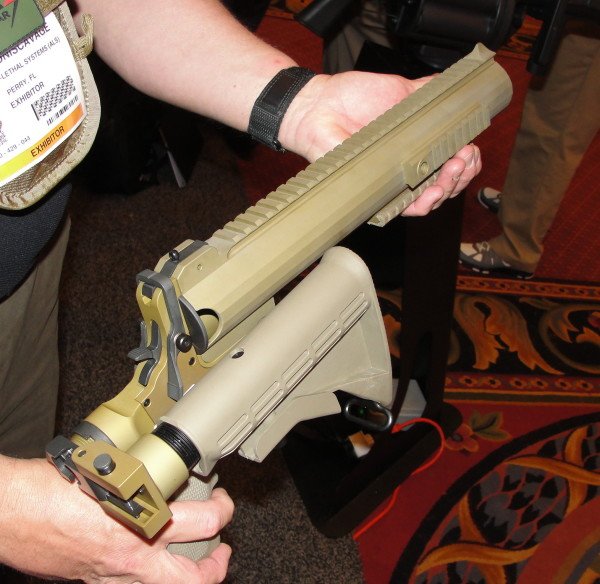 The folding stock of the AMTEC launcher makes it very portable and compact.