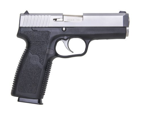 The Kahr CT series uses a roller stamped basic slide with fixed sights.