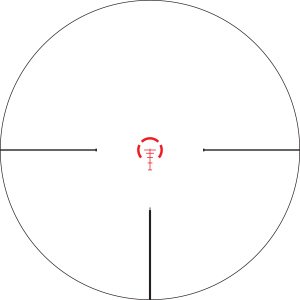 The Vortex Strike Eagle reticle. The center illuminates for quick reflex shooting or low light conditions, and the tradition cross hair style assists shooters in longer shots.