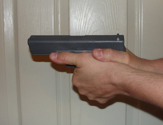 My best grip to date places the meat of both hands on the pistol grip for superior counter balance.