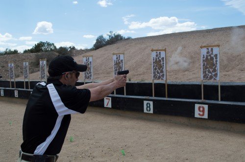 The recoil of the RM380 is very manageable as seen by this shooter just after firing.