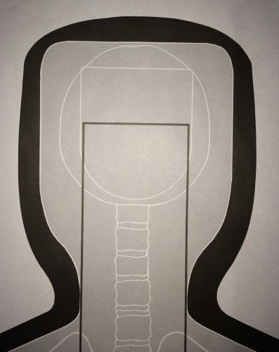 The head portion of the F-TQ19ANT-MCSD target provides great targeting areas outlined in white, that will place the officer's shots into the middle of the cranial vault.