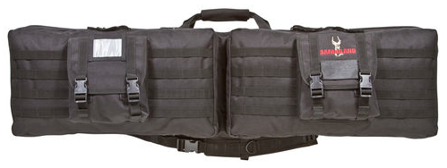 The exterior of the 3-gun bag has two large storage pockets, with smaller pockets on the outside.