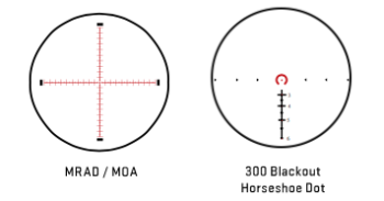 Two of the reticles options for the Tango 4.