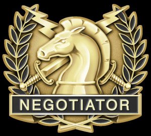 A Negotiator pin accepted by the International Hostage Negotiator Association (photo by collision.biz).