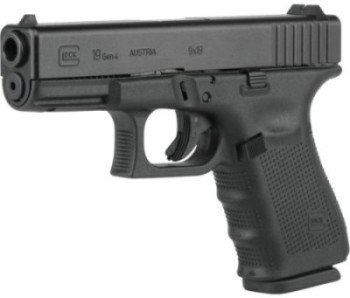 The mid-size Glock 19 is smaller and lighter than the P226, but still packs 15+1 capacity.