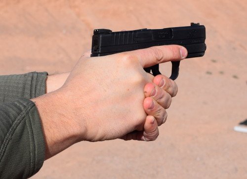 The XDs .40 felt good, and the grip allowed my entire hand
