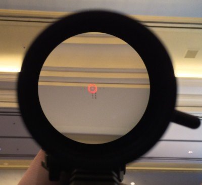 The EOTech Vudu reticle. Glass was clear, and the slight blur to the reticle was due to my movement trying to capture the image.