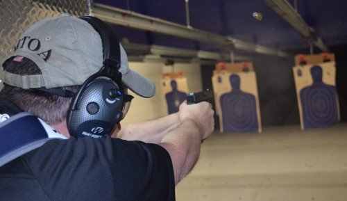 ETS magazines performed flawlessly. Note the expended casing in the upper right, and the Glock is already back in battery.