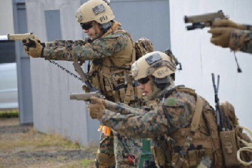 Here Marine Spec Ops forces train with the MARSOC 1911.