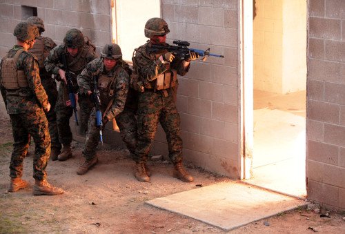 Flash Bangs are common distortionary devices used by SWAT teams, but are not an absolute solution (photo by U.S. Marines).