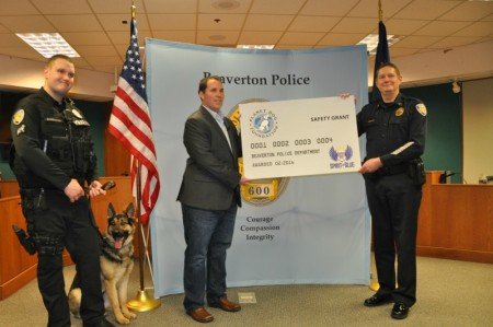 The first 2016 grant helped pay for a new K-9 for the Beaverton, OR Police.