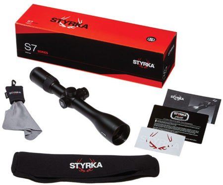 Each S7 scope comes with a Spudz micro-fiber cleaning cloth, spandex scope cover, and Styrka magnet and sticker.