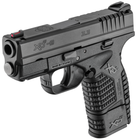 The Springfield XD-S 9mm with extended 8-round magazine.