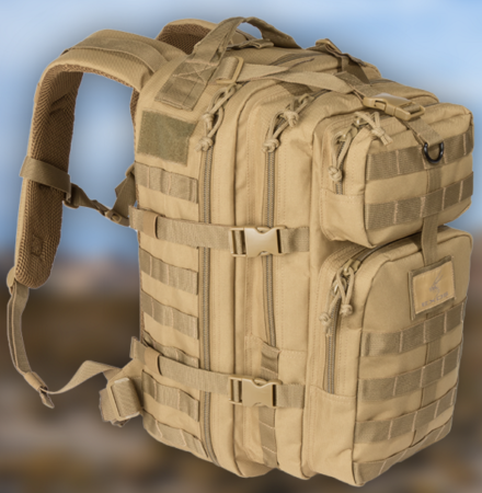 The Exos Gear Bravo Series pack in Coyote Tan.