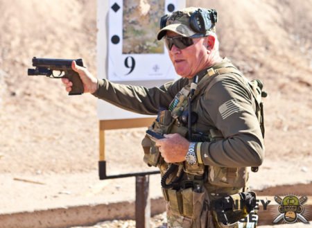 Pat Rogers was also a very accomplished pistol shooter and instructor (photo from Youtube.com).