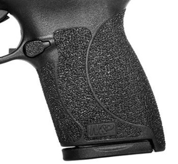 The M&P Shield .45 ACP grip texture covers the entire grip and is more aggressive.