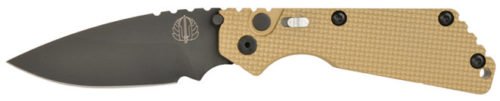Here the SnG Auto with tan G10 handle and DLC black blade.
