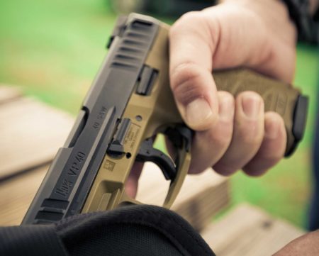 The H K VP FDE pistols are designed to blend in with the outdoor surroundings.