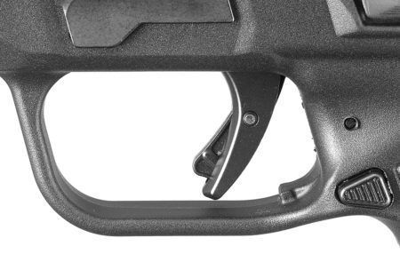 The Ruger American Pistol trigger with Glock-like safety lever, has a steady pull and a very crisp break.