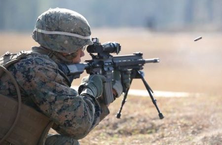 A Marine firing the M27 IAR HK 416) photo from YouTube).