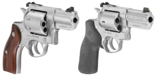The new Ruger Redhawk .357 mag (l) and GP100 .44 special (r).