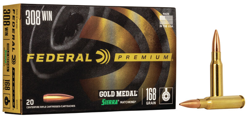 Shown here is Federal Gold Medal Match ammunition in .308 Winchester. The .308 Win is one of the preferred sniper rounds due to the inherent accuracy of the rifle cartridge. Additionally, the ammo is known for knock down power that is needed for rapid incapacitation.