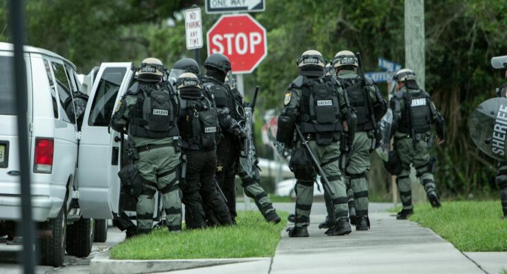 police tactical unit in action during an operation